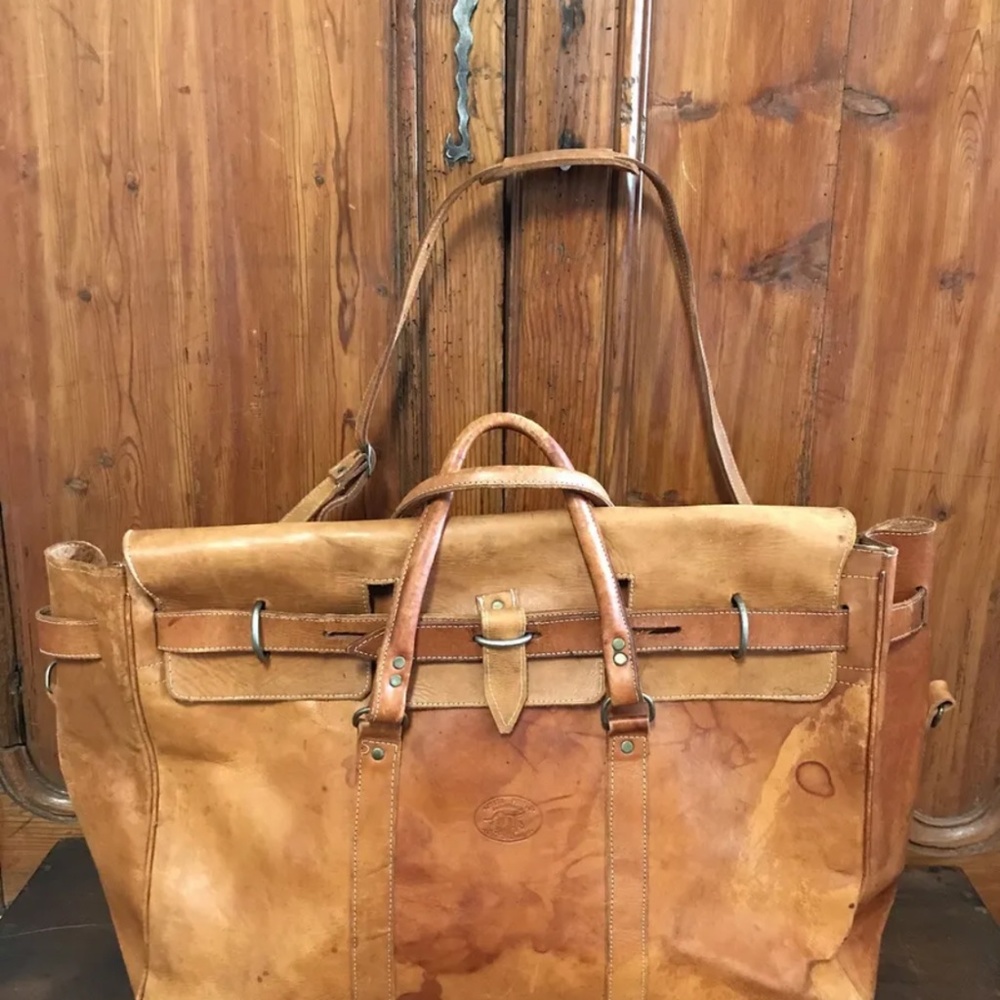 Antique 1955 Leather U S Mail Money Duffle Bag Railroad Overnight Crossbody Bag